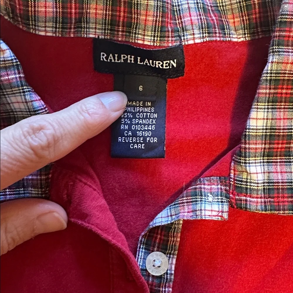 Ralph Lauren Scarlet Polo Dress with Checkered Details